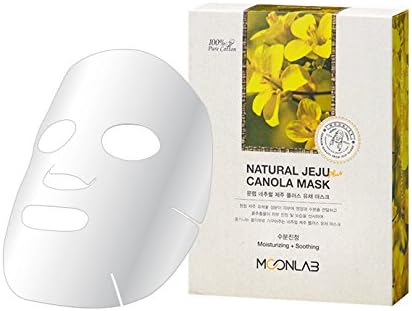 [MOONLAB] NATURAL JEJU PLUS CANOLA SHEET MASK – Delivers Intensive Hydrating Benefits and Nutrients With Honey and Canola Extracts to Your Skin, 100% Pure Cotton Sheet, 22ml Pack of 10pcs