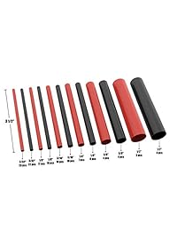 Equipo de aislante termoencogible marino autoadhesivo doble para pared, relación de contracción: 3:1, Negro Rojo, 1