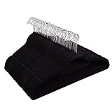 Juvale Velvet Hanger Black - 50-Count Black Velvet Hangers for Shirts and Dresses with Bonus Accessory Bar and Bonus Pink Velvet Hanger- 18 Inch Hangers