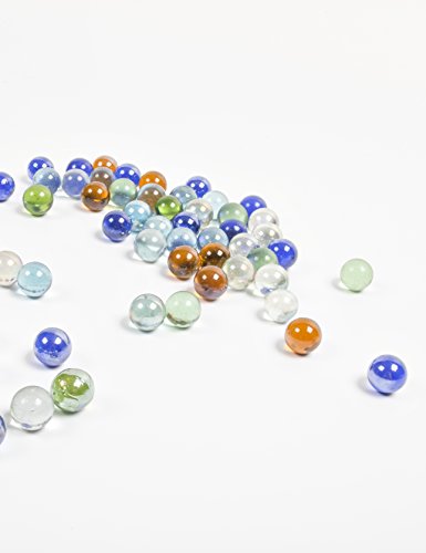 POPLAY 50 PCS Beautiful Player Marbles Bulk for Marble Games, Multiple Colors(1 Whistle)