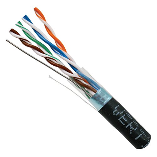 Vertical Cable Cat5e, 350 MHz, Shielded, 24AWG, Solid Bare Copper, 1000ft, Black, Bulk Ethernet Cable