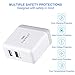 Quick Charge 3.0 30W 2-Port USB Fast Wall Charger for Samsung Galaxy S8 S7 S6 Edge Plus Note 8,LG G5 G6 V20 V30,HTC 10 One A9, and iSmart 2.4A for iPhone 8 7 6s 6 5 Plus, iPad Pro ,Air 2 ,mini,Moto