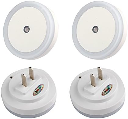 B1ST LED Night Light 0.5W Plug in Lamp with Smart Auto ON/OFF Sensor Soft Brightness for Kids Baby Nursery Bedroom Round White Pack of 4