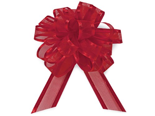 Sheer Gift Pull Bows - Red Sheer w/ Satin Edge 4