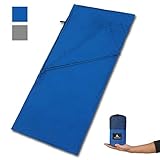 HIKENTURE Sleeping Bag Liner -Soft Polyester Microfiber Camping Sheet- Portable Lightweight Travel Sheet with Zipper-87 x 35 inches Sleep Sack for Adult-Hotels,Hiking,Camping,Traveling