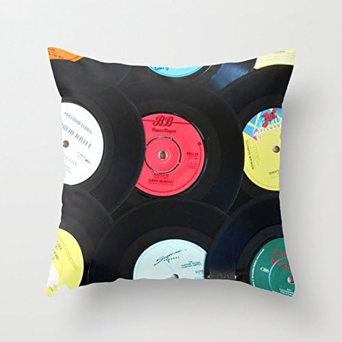 Retro Vinyl Records canvas throw pillow covers decorative