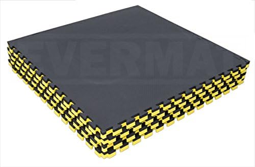 2sqm 21.52sqft Martial Arts Tatami 40mm Thick Judo Karate MMA Taekwondo Gym Boxing Floor Mats Black and Yellow