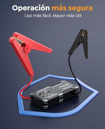 Arrancador de carro 6000A, motor de arranque de bateria de 12V (para gasolina 9.0L ou diesel 7.0L), arranque com cabos integrados, lanterna LED de emergência, standby longo, carregamento rápido