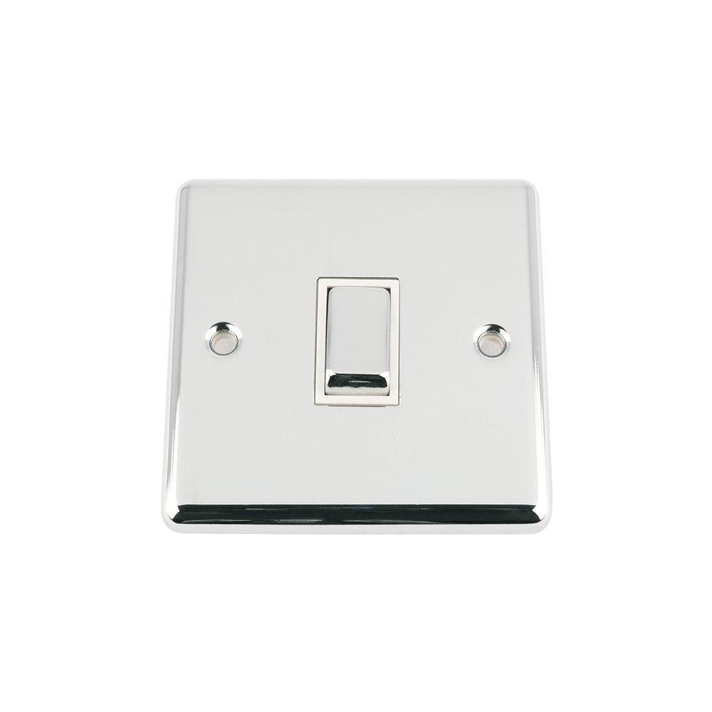 10A Intermediate Switch 1 Gang Polished Chrome - Classic - White Insert Metal Rocker Switch