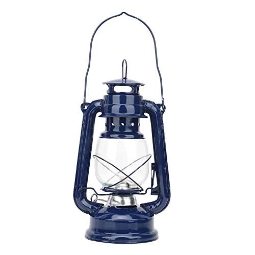 Blizzard Hurricane Oil Lamp Kerosene Lantern Iron Burning Lamp for Vintage Home Decoration Lighting (Blue)