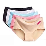 IHHASD Seamless Silk Panties Quick Dry Women Sexy Red Lip Briefs 5 Packs