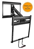 Mount-It! Pull Down TV Mount for Fireplace Mantel Installation, Height Adjustable Fire Place Mantel Mount, Down and Out Full Motion Design, Fits 43-70 Inch TVs, 77 lbs Capacity