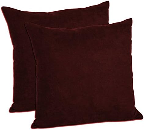 MoonRest Pack of 2- Faux Suede Square Decorative Throw Pillow Covers Sofa sham Solid Colors Couch Cushion Pillowcases (18 x 18 Wine)