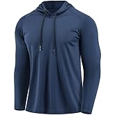 X-thud Men Quick Dry Hoodies Shirt Long Sleeve Workout Athletic Gym Pullover Hooded Shirts
