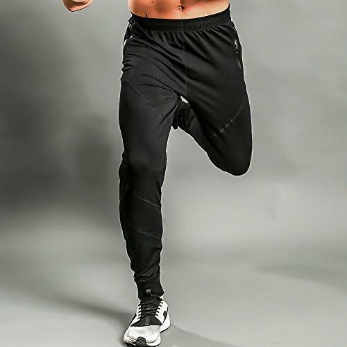Gerlobal Mens Joggers Pants Active Casual Gym Workout Running Sweatpants with Zipper Pockets
