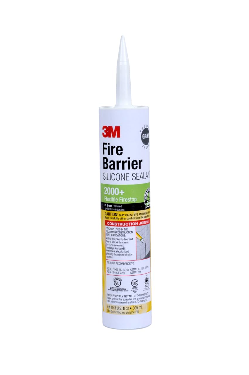 Photo 1 of 3M Fire Barrier Silicone Sealant 2000+, Gray Color, Elastomeric, Ready-To-Use, Single-Component, Neutral-Cure, 10.3 fl oz Cartridge