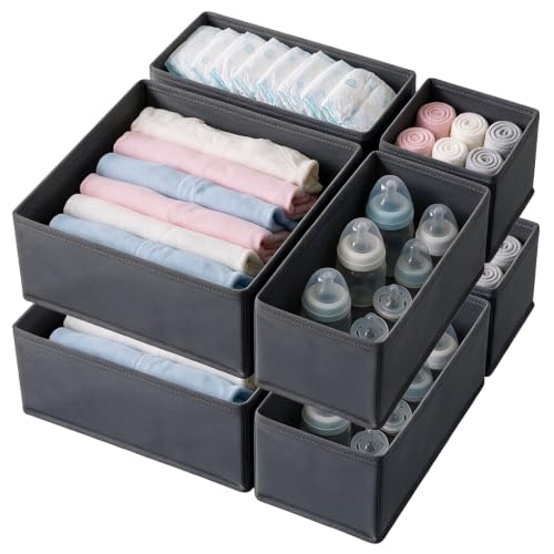 Niviy Organizador Armario 8 Piezas Caja Organizadora Ropa Gris Oscuro | Tela no Tejida Organizadores Plegables para Cajones y Estanterías para Ropa, Calcetines, Ropa Interior