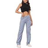 THWEI Cargo Pants for Women High Waisted Casual Pants Y2K Streetwear with 6 Pockets