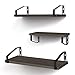 Veken Floating Shelves Wall Mounted Set of 3, Rustic Wood Wall Decor Storage Shelves for Bedroom, Bathroom, Kitchen, Living Room Grey