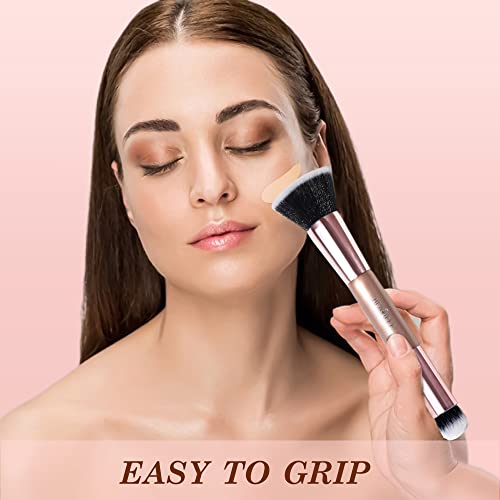 Makeup Brushes Dual-ended Foundation Brush Concealer Brush, Premium Rounded Taperd Flawless Brush Ideal for Liquid, Cream,Powder,Blending,Buffing