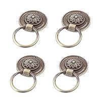 XMHF Antique Style Round Drop Drawer Cabinet Door Pull Handle 4Pcs