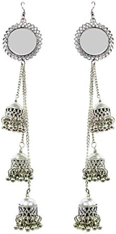 Golden Trolley Designer Afghani Kashmiri Tribal Oxidized Dangle Long Earrings for Women and Girls