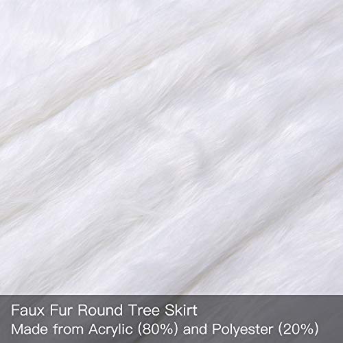 YEAHOME 48 Inch Christmas Tree Skirt, White Soft Faux Fur Tree Skirts Plush Xmas Tree Skirts White Ornaments Christmas Decoration Xmas Party Holiday Decorations