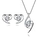 EVERU Sterling Silver Jewelry Sets for Women, Heart Pendant Necklace & Heart Earrings with Sparkle AAA Cubic Zirconia with Gift Box