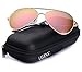 LUENX Large Aviator Sunglasses Polarized for Men & Women with Case - 400 UV (1612-Pink, 62)