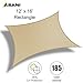 Asani Rectangle Sun Shade Sail | UV Blocking Patio Cover, Outdoor Sunshade Canopy | Weather-Resistant Fabric with Metal Hardware | Covering for Deck, Pool, Garden, Porch, Backyard (12' x 16')
