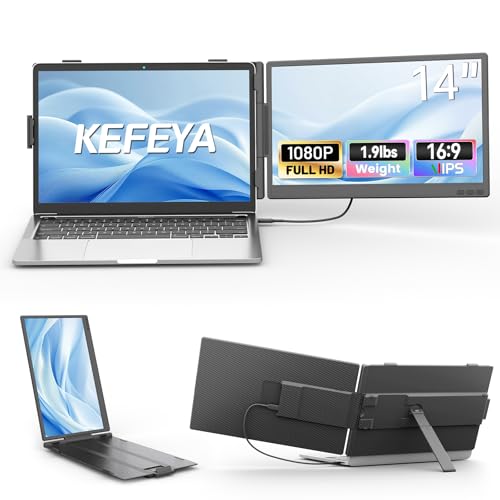 KEFEYA 14" FHD Portable Dual Laptop Monitor Extender