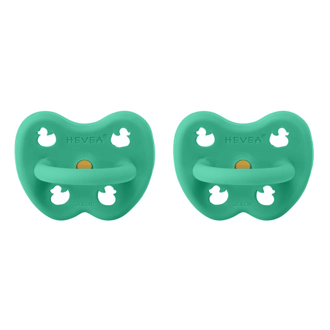 HEVEA Natural Rubber Dummy Pacifier Round 3-36 Months – Hygienic One Piece Design for Newborns to Toddlers, BPA-Free, Soft & Durable – 2-Pack (Pop of Green) — image 1