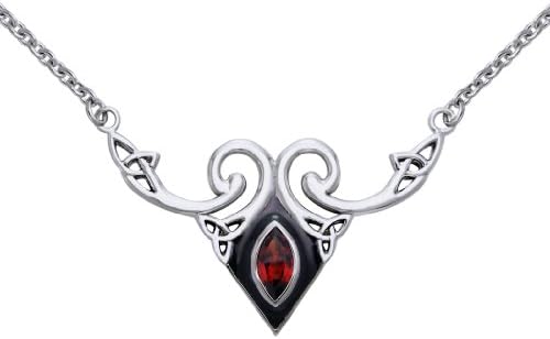 Flowing Celtic Triskele Knotwork in Sterling Silver with Garnet - A Necklace