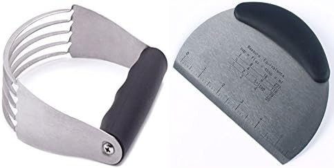Dough Blender and Pastry Scraper - Stainless Steel Dough Cutter Set with Blades,Multipurpose Spatula- Pizza Dough Cutter - Chopper