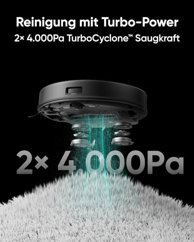 eufy X8 Pro Saugroboter mit Absaugstation & Wischfunktion, Twin-Turbine 2× 4.000Pa Saugkraft, Entwirrungs-Bürste, iPath Laser-Navigation, ideal für Hartböden & Teppiche thumbnail 3