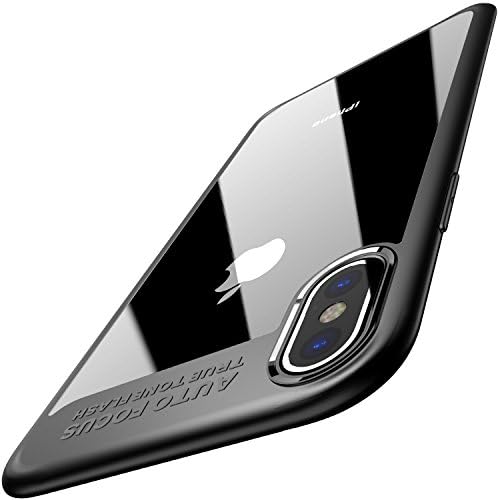 KINGSMAN iPhone X Case, Soft Grip Matte Finish TPU + PC Clear Hard Back Panel Hybrid Ultra-Thin [ Slim Fit ] Protect Cover Shock Absorption Back-Transparent Bumper for iPhone 10 / X [Black Edge]