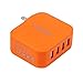 Lumsing 35W 7A 4-Port USB Wall Charger with Folding Plug Portable Travel Charger For iPhone 6 Plus, iPad, Samsung Galaxy S6 Edge(Orange)