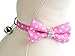 BINGPET BA3041 Soft Personalized Rhinestone Bow Tie Adjustable Cat Breakaway Collar With Bell , Pink