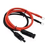 10AWG 1 Pair Black + Red Solar Panel Extension Cable Wire MC4 Connector with 5/16 Tin Plated Terminals,MC4 Solar Adaptor Cable (3 FT)