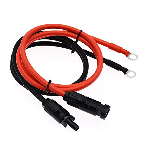 Super Cloud 10AWG(6mm²) 1 Pair Black + Red Solar Panel Extension Cable Wire MC4 Connector with 5/16 Tin Plated Terminals,MC4 Solar Adaptor Cable (3 FT)