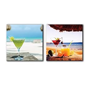 Canvas Wall Art Wine & Fruits Painting Artwork for Home Prints Framed - 12"x12" x 2 Panels