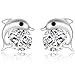 Naivo Women's Dolphin Silver Plated Crystal Rhinestone Zircon Earrings Stud Gift
