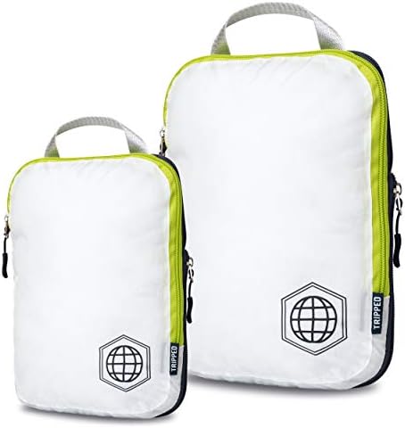 Compression Packing Cubes Set for Carryon Travel-Lightweight Durable Luggage Organizer Bags with Double Zipper by TRIPPED Travel Gear