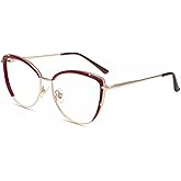 Firmoo Blue Light Blocking Glasses,Anti Eye Strain Anti Headache UV Cut, Cateye Computer Reading Glasses with magnification