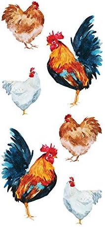 Paper House Productions 2-Inch Stickers, Chickens, Watercolor, 6-Pack
