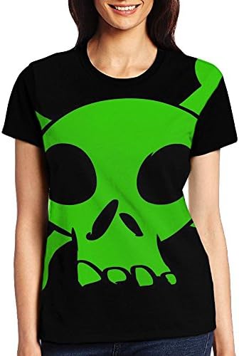 TX TX 2X Women's O Neck Shirt Teeshirt/Green Skull Speed Drawin
