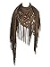 Persun Coffee Suedette Laser Cut Fringed Cape Shawl Wrap Scarf Coffee, Coffee, One Size