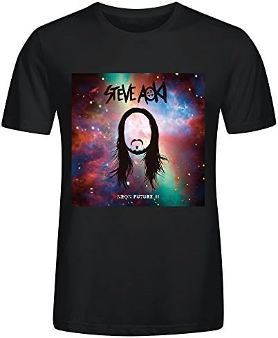 Steve Aoki Neon Future Round Neck Tee shirts For Men Black