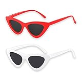 Cat Eye Sunglasses Clout Goggles Bundle of White & Red Vintage Mod Style Retro Gigi Hadid Sunglasses