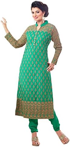Hitansh Fashion Women's Net Unstitched Salwar Suit Material (ELINA-GREEN)